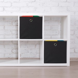 Relaxdays Faltbox 4er Set Polyester Schwarz Zusammenfaltbar 30 cm x 30 cm x 30 cm