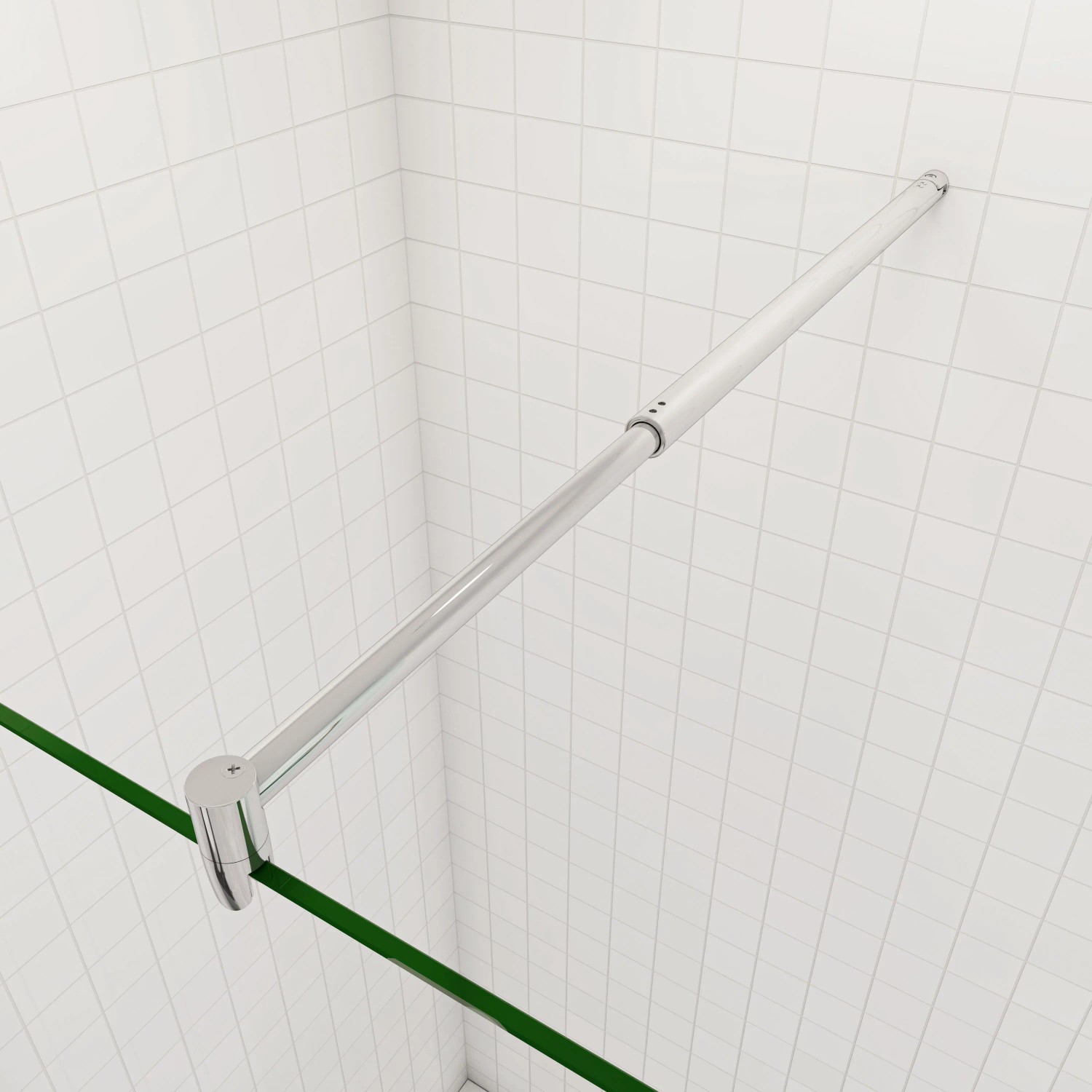 Detailaufnahme: AICA Walk In Duschkabine mit Stabilisator, 10mm ESG-Glas.