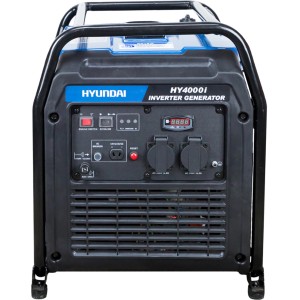 Hyundai HY4000i D Inverter-Generator: Leistungsstarker Stromerzeuger mit digitaler Anzeige und Anschlüssen.