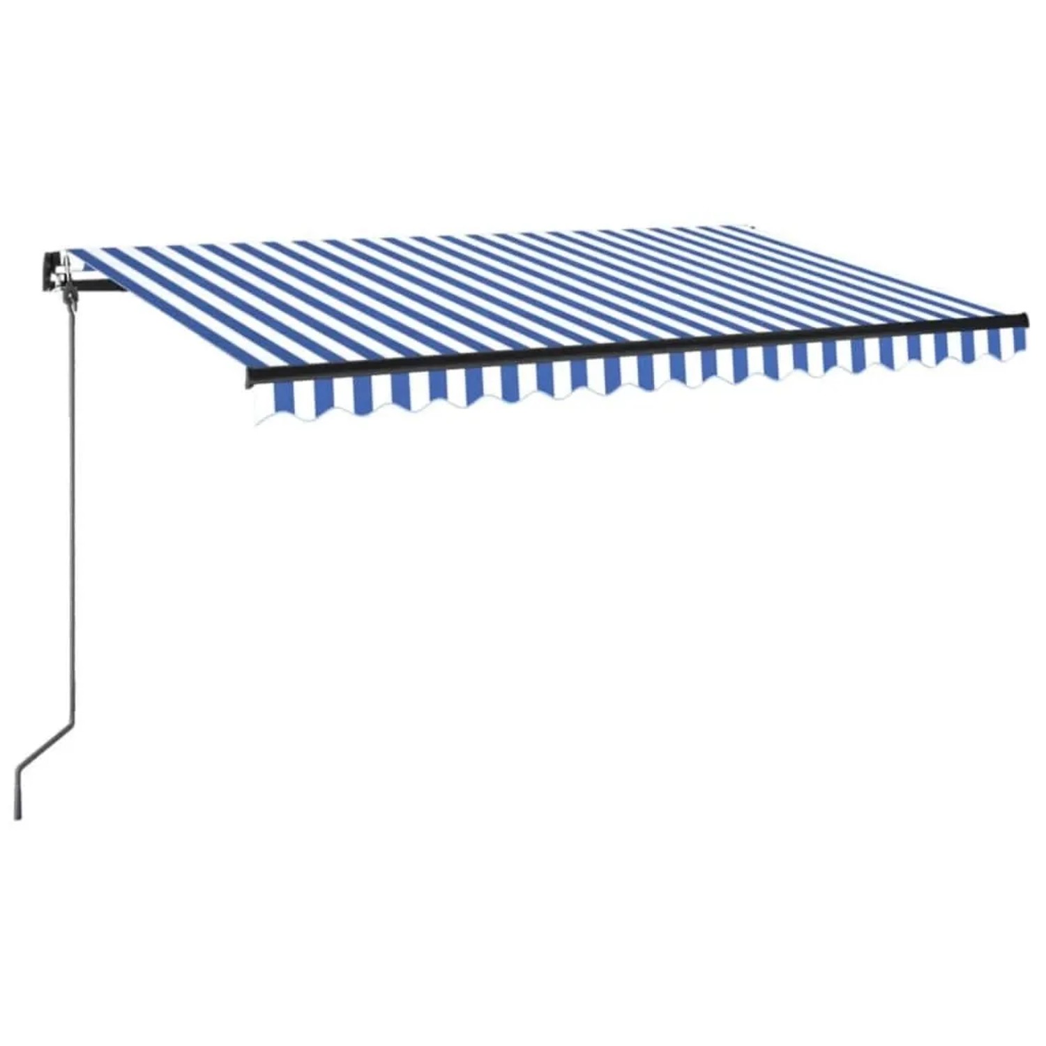 vidaXL Markise Manuell Einziehbar mit LED 450x350 cm Blau und Weiß 3069201