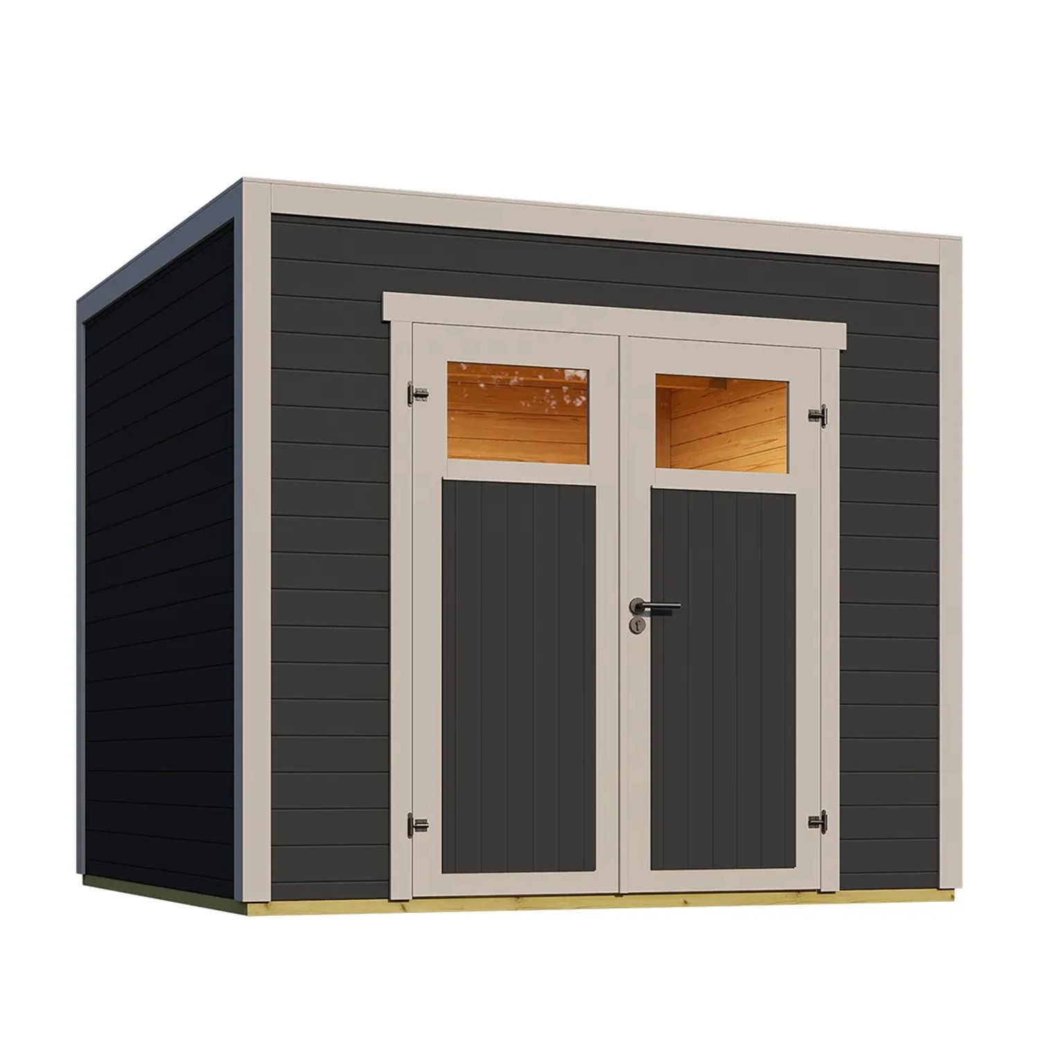 Weka Gartenhaus Batu 1,5 Flachdach Doppeltür Dark Grey 250 cm x 200 cm günstig online kaufen