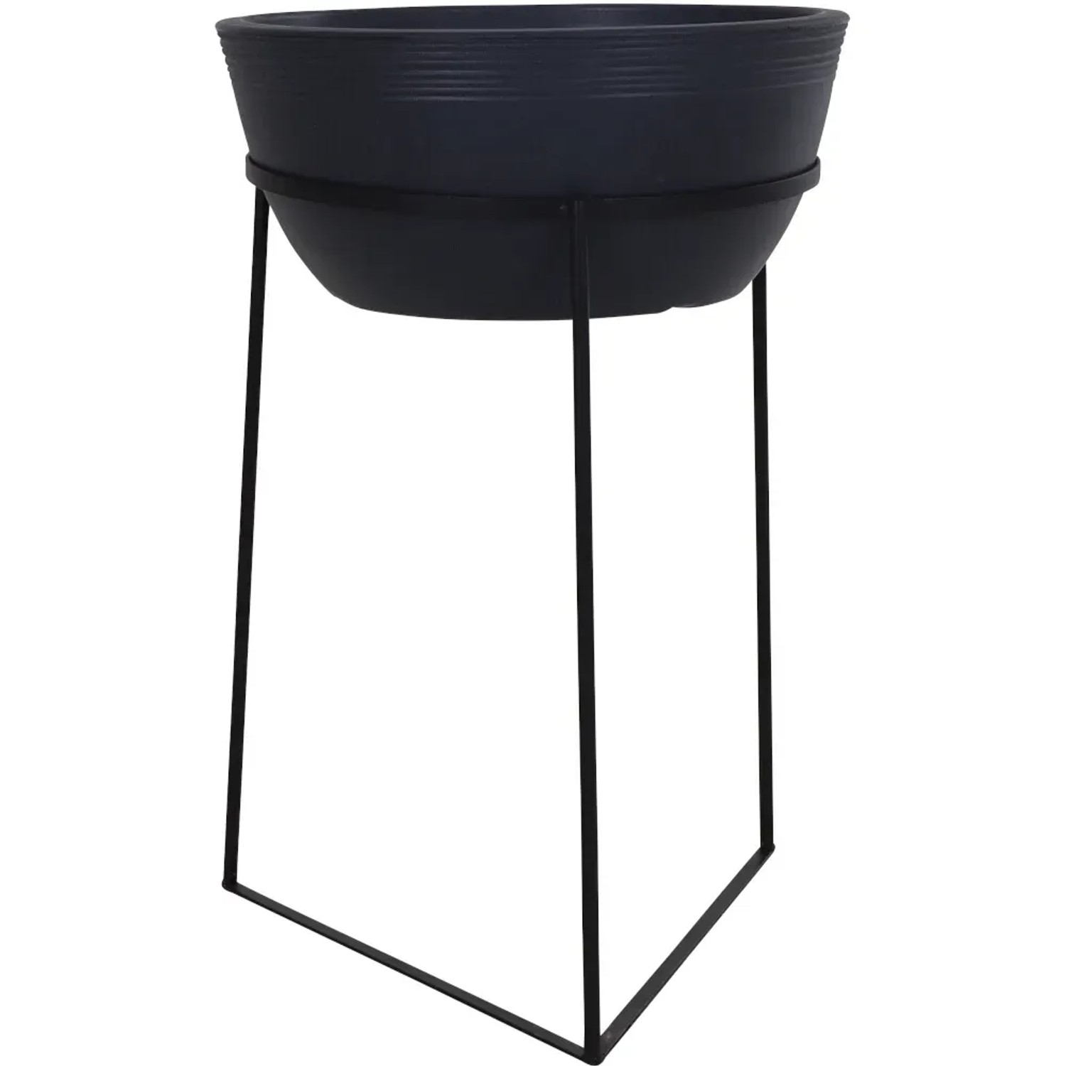 Schwarzer Siena Garden Pflanzenständer Rodos, Ø 31 cm, Höhe 50 cm, aus Metall.