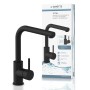 Schwarze Schütte Sensor-Spültischarmatur Vital mit Ausziehbrause vor Produktverpackung.