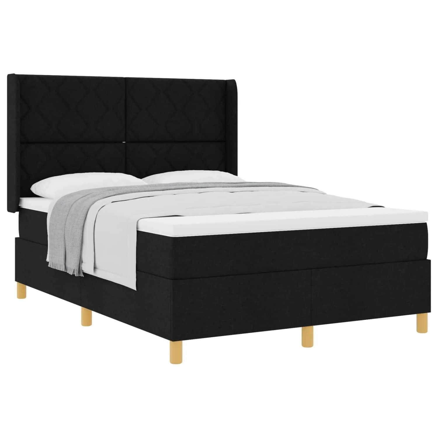 vidaXL Boxspringbett mit Matratze Schwarz 160 x 200 cm Stoff 3341905