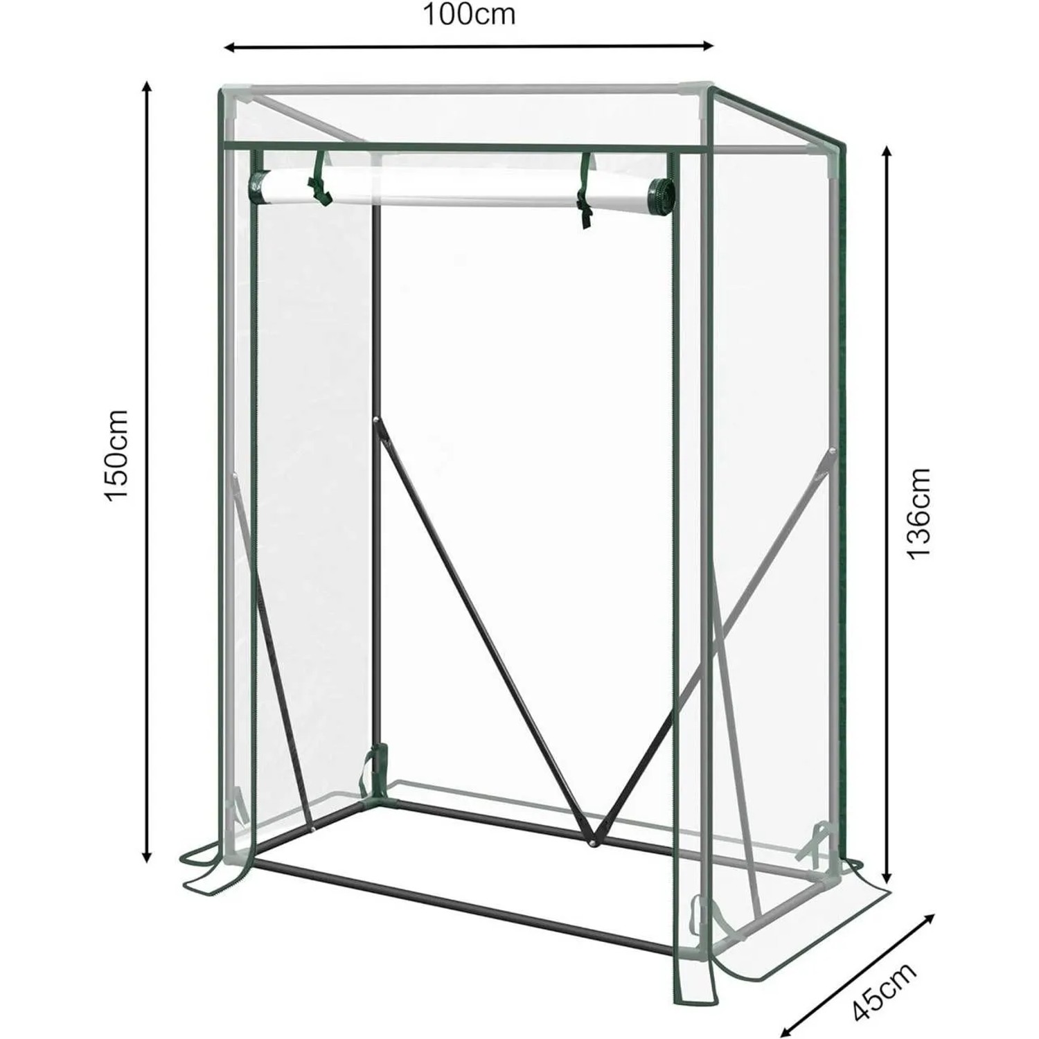 Transparentes WOLTU Foliengewächshaus 100x50x150cm mit Stahlrohrrahmen für den Garten.