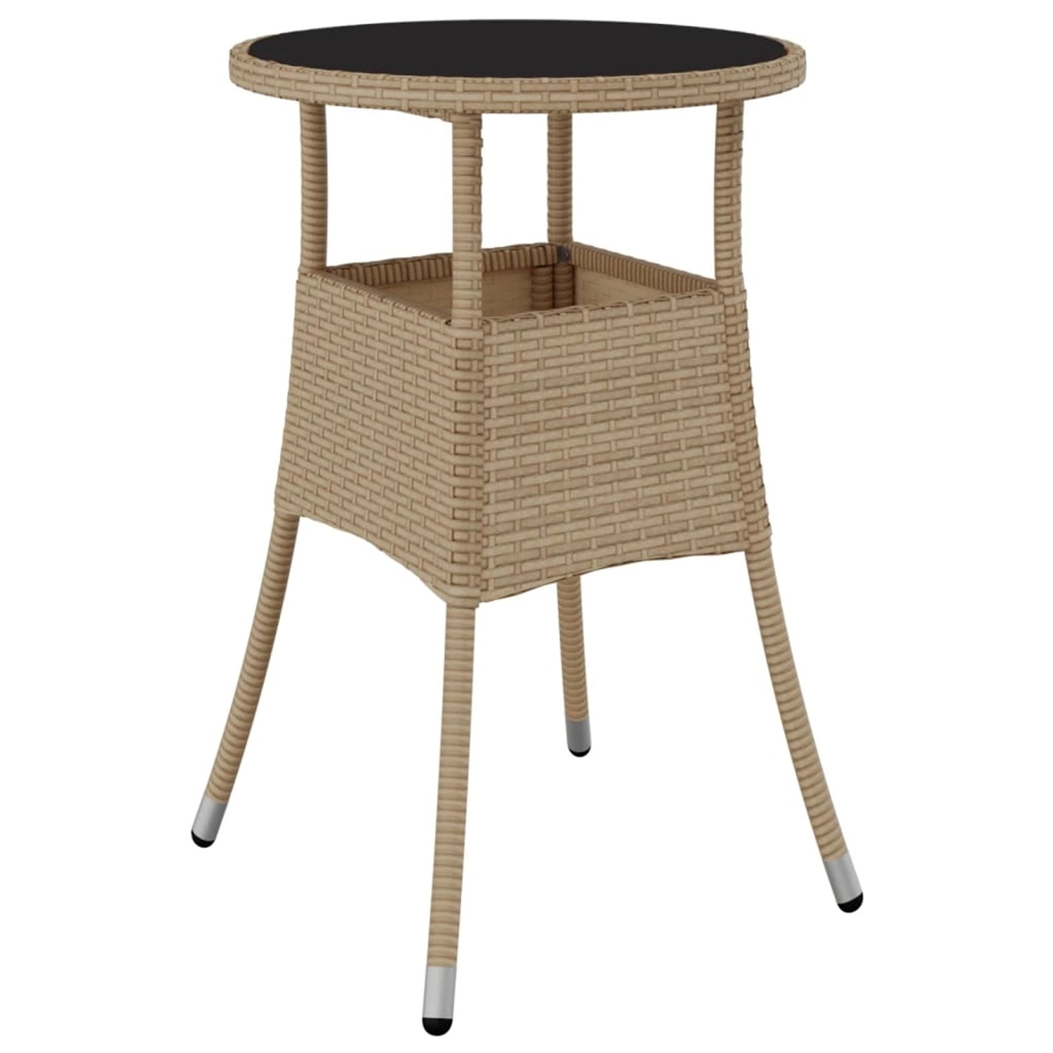 vidaXL Gartentisch Ø60x75 cm Hartglas und Poly Rattan Beige 310601 günstig online kaufen