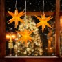 Gelbe LED-Sternenhänger (3 Stk.) für Außen, je Ø 12 cm, Weihnachtsdeko.