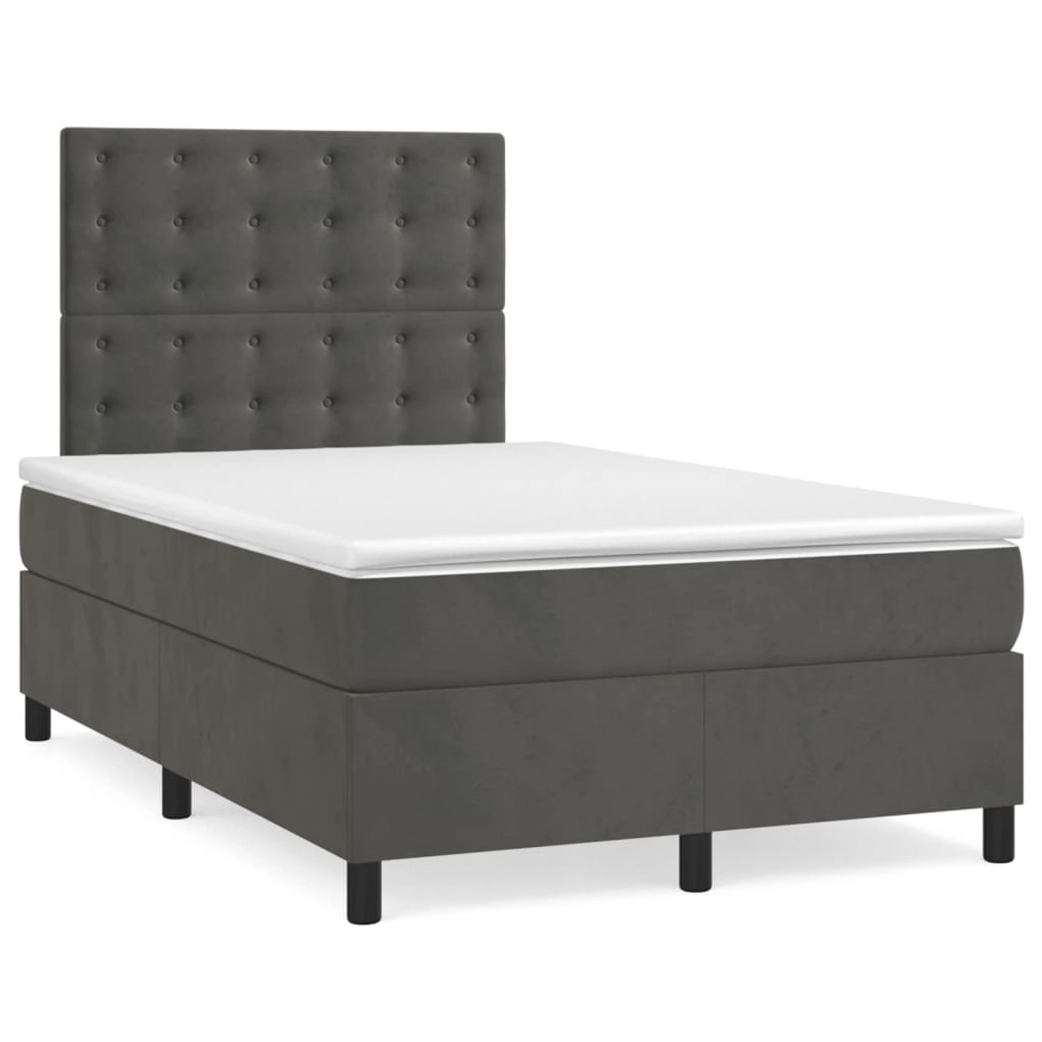 vidaXL Boxspringbett mit Matratze Dunkelgrau 120x200 cm Samt 3143254 günstig online kaufen