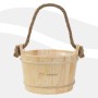 LuxeBath Sauna-Aufgusskübel aus hellem Kiefernholz mit braunem Seilgriff, 4 Liter Fassungsvermögen, für Sauna-Zubehör.