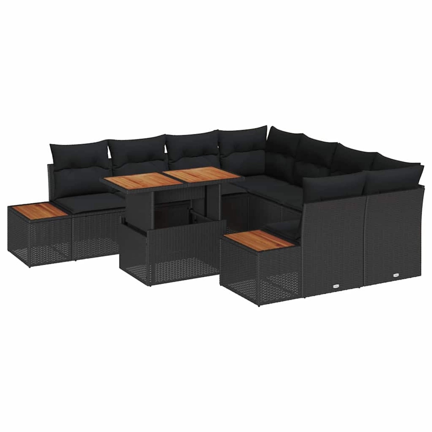 vidaXL 9-Teiliges Garten-Sofa-Set mit Kissen in Schwarz aus Poly Rattan 335 günstig online kaufen
