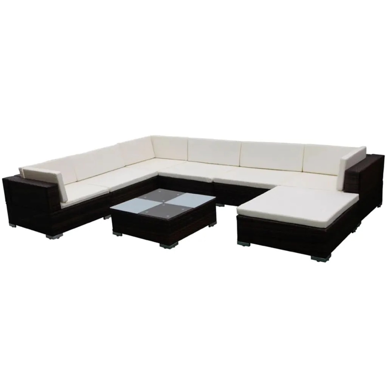 vidaXL 8-Tlg Garten-Lounge-Set mit Auflagen Poly Rattan Braun 42089