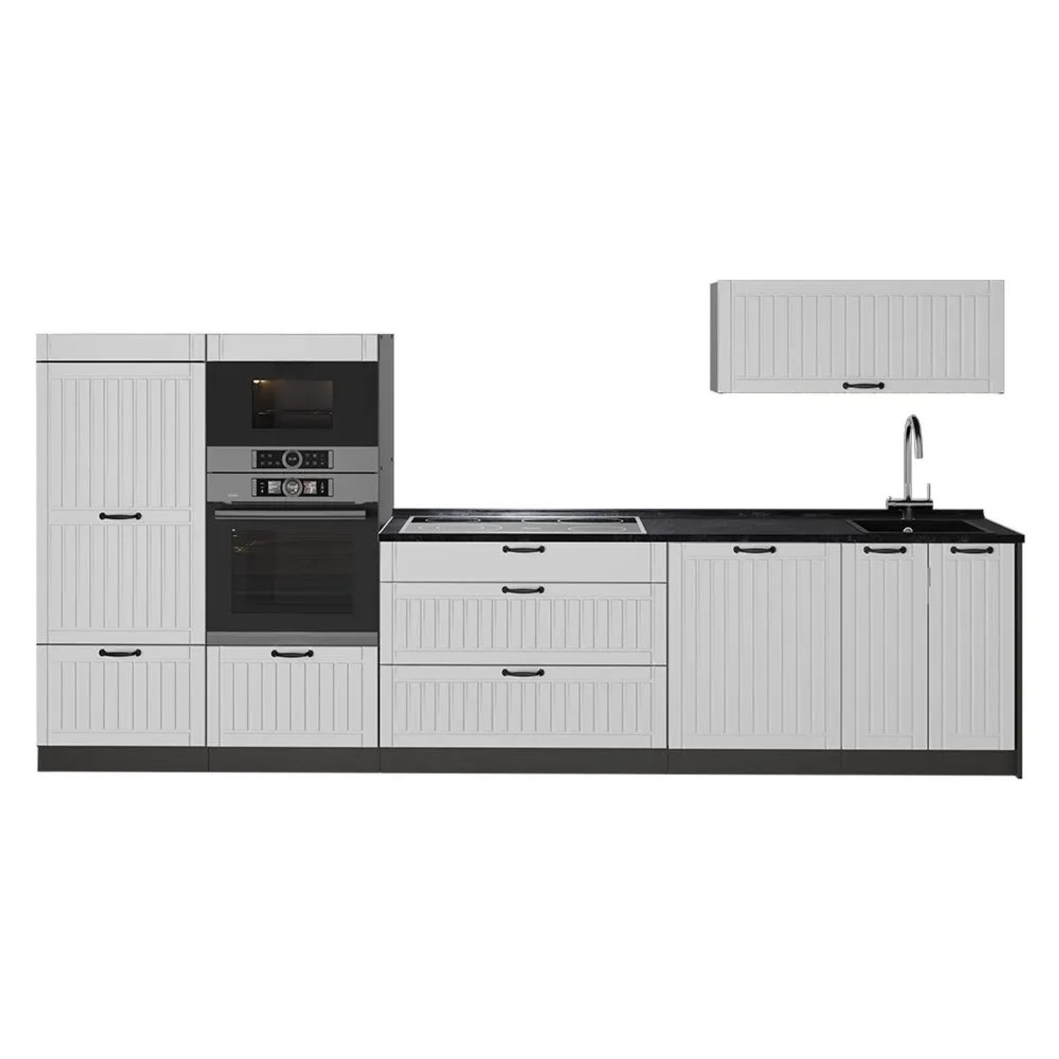 Vicco Küchenzeile Fame-Line Weiß Landhaus/Anthrazit 340 x 154 AP Anthrazit Art Nr 64497