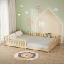 ML-Design Kinderbett 120x200 cm aus Natur-Kiefernholz mit Lattenrost und Rausfallschutz.