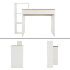 ML-Design Schreibtisch mit Regal, weiß, Tischplatte Sonoma-Eiche, 110x72x40 cm.
