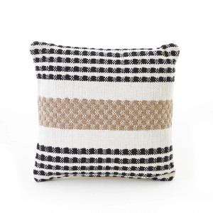 Andiamo Kissen Malena, 40x40 cm, schwarz-weiß-beige gestreift für Sofa & Bett.