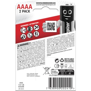 Energizer AAAA Alkaline Batterien, 2er-Pack. Spezialzellen für kleine Geräte.
