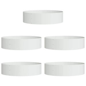 Set aus 5 weißen vidaXL Pflanzenringen aus kaltgewalztem Stahl, 80x80x20 cm, für den Garten.