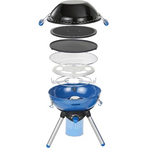 Campingaz Party Grill 400 CV, Ø 36 cm, mit Zubehörteilen wie Grillplatte, Topfkreuz und Deckel.