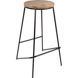 Barhocker aus Kiefernholz und Metall, 71 cm hoch, im Industrial-Look.