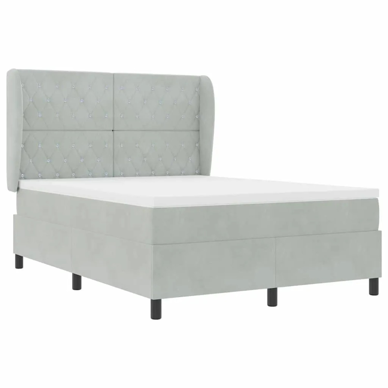 vidaXL Boxspringbett mit Matratze Hellgrau 140 x 190 cm Samt 3340868 günstig online kaufen