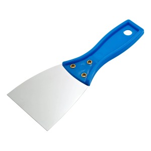 LUX Universalspachtel 75 mm mit rostfreiem Blatt und blauem Griff.