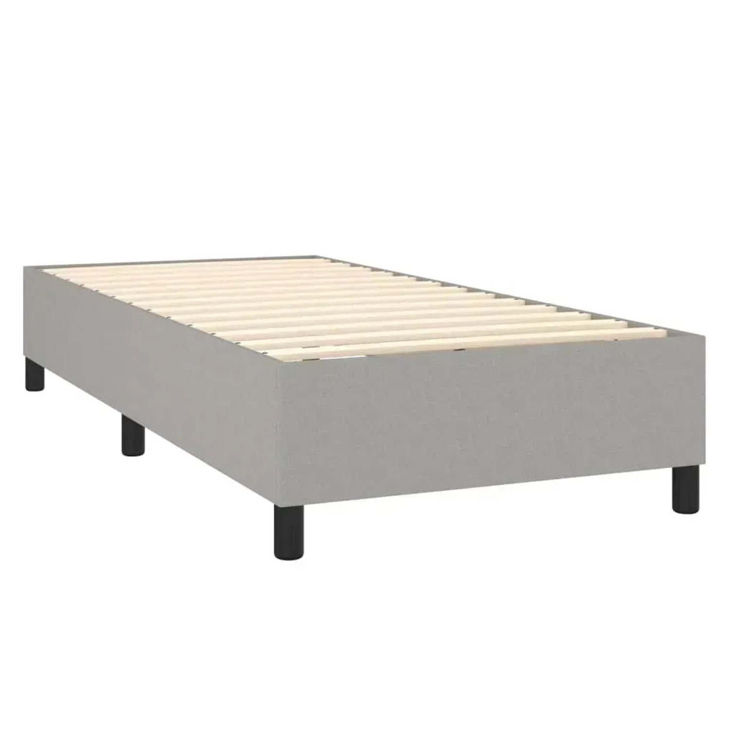 Helles vidaXL Boxspringbett, 90x200 cm, Stoffbezug, ohne Matratze.
