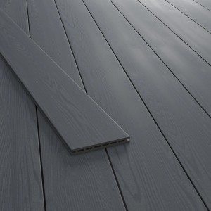 Kovalex WPC Terrassendiele XL, graubraun, matte Oberfläche. Meterware für individuelle Terrassengestaltung.