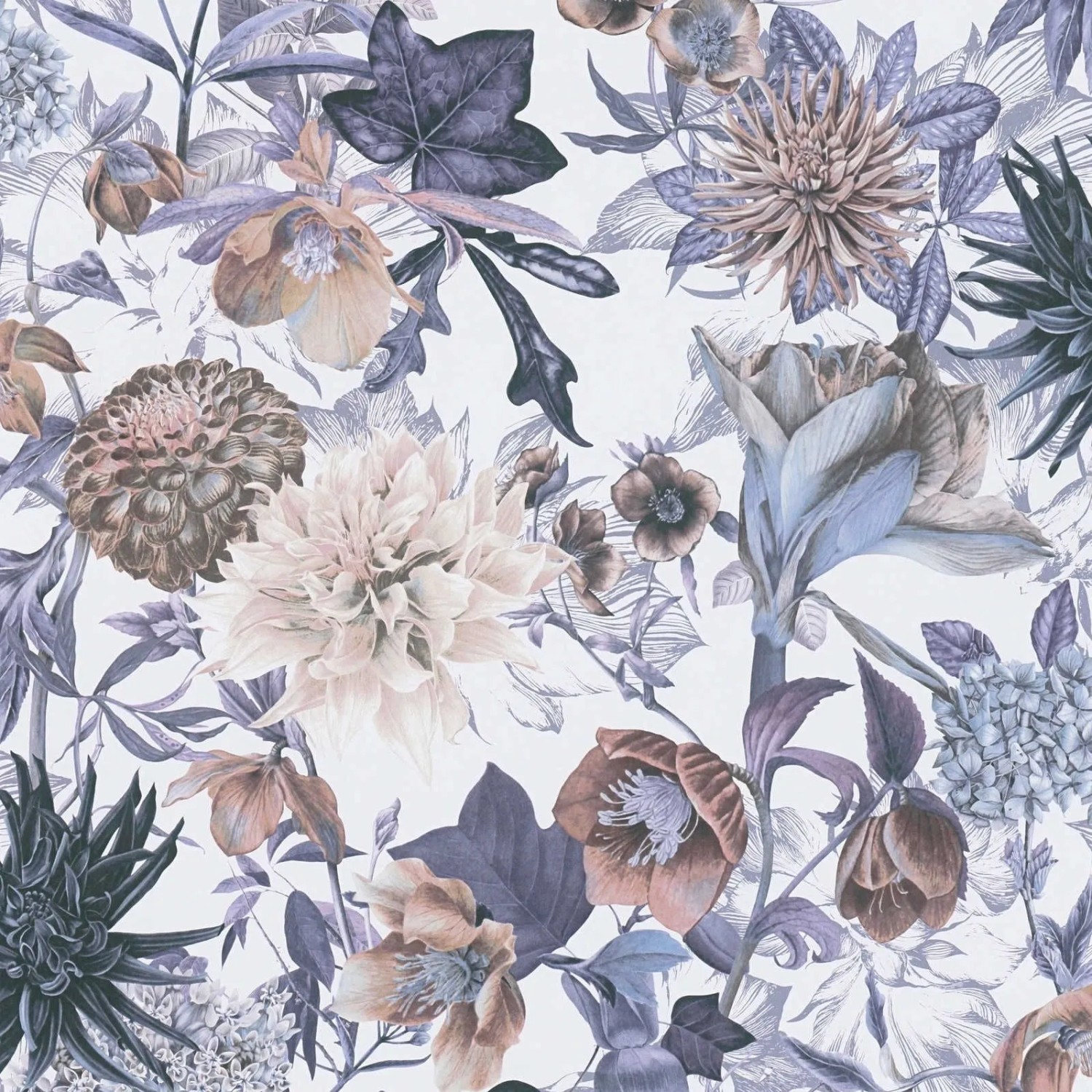 Tadessi Tapete Floral M1-No.772 Vliestapete in Blau