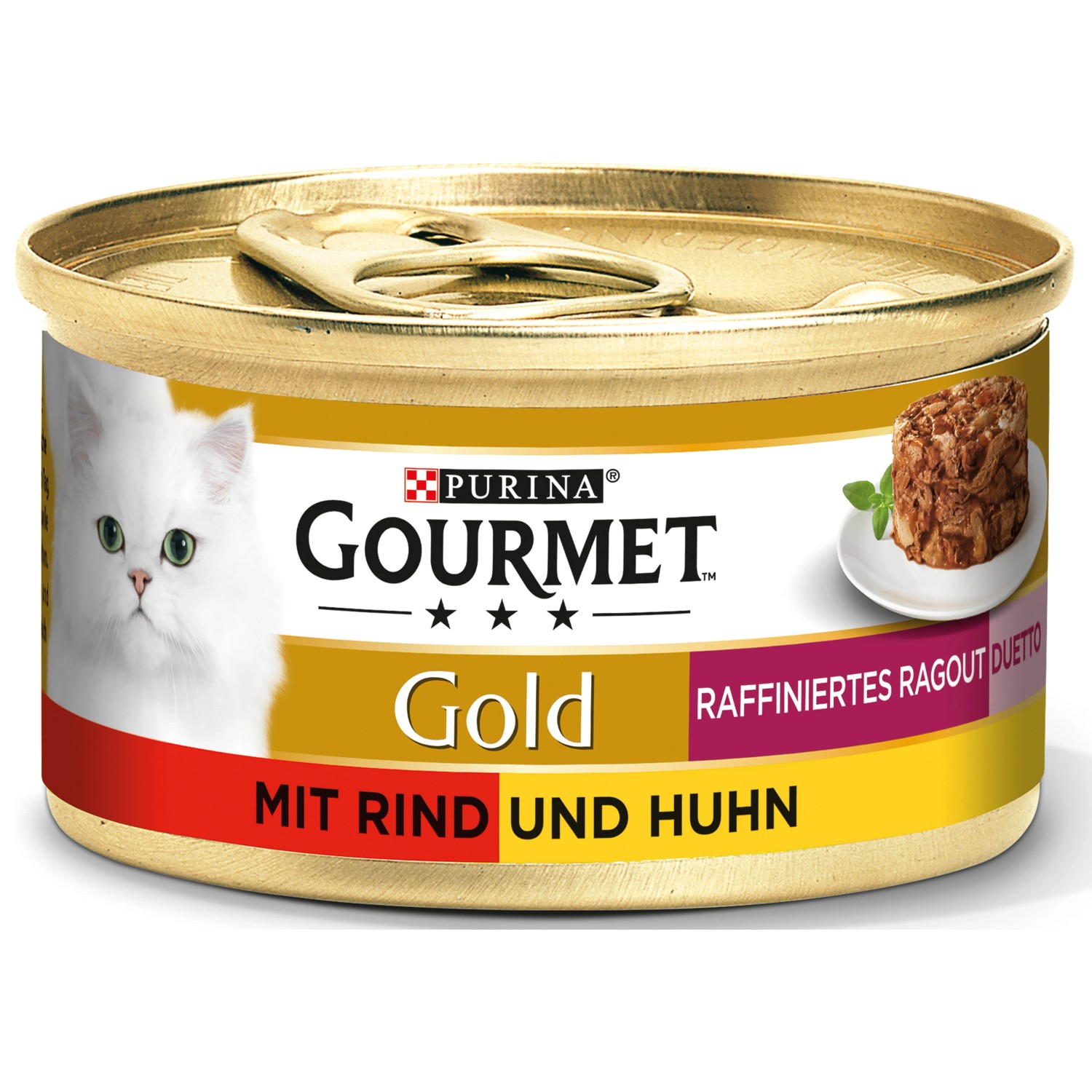 Gourmet Katzen-Nassfutter Gold Raffiniertes Ragout Duetto mit Rind und Huhn 85 g