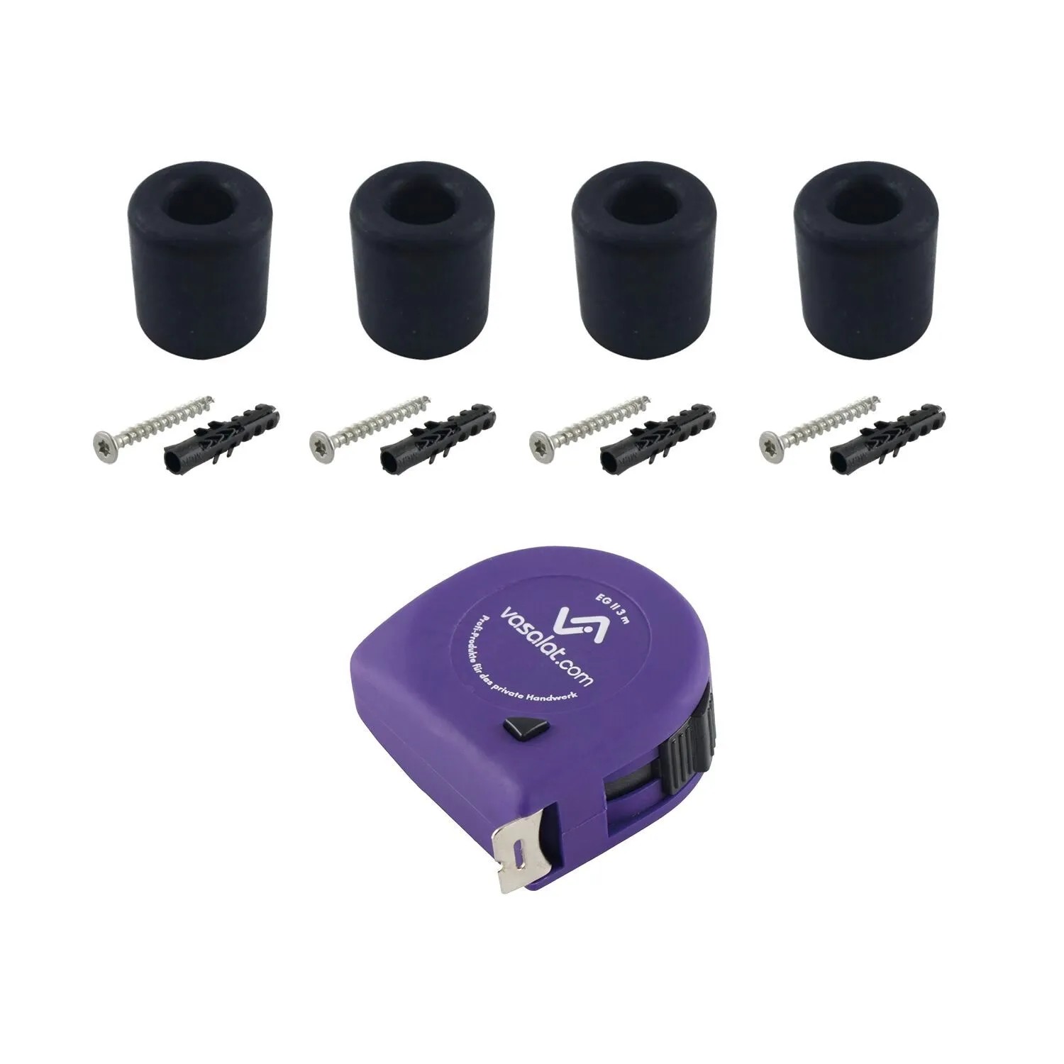 vasalat Set Gummistopper Boden & Wand zum Schrauben Ø 32 mm H 32 mm Schwarz