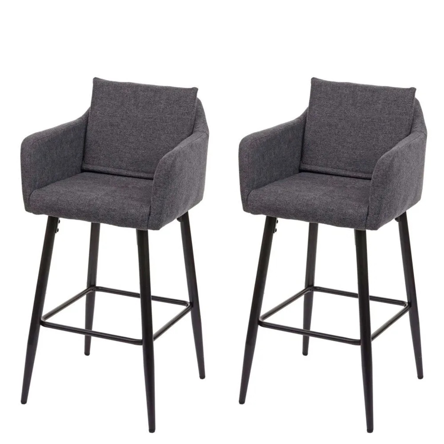 MCW Barhocker H93 2er-Set Stoff/Textil Dunkelgrau