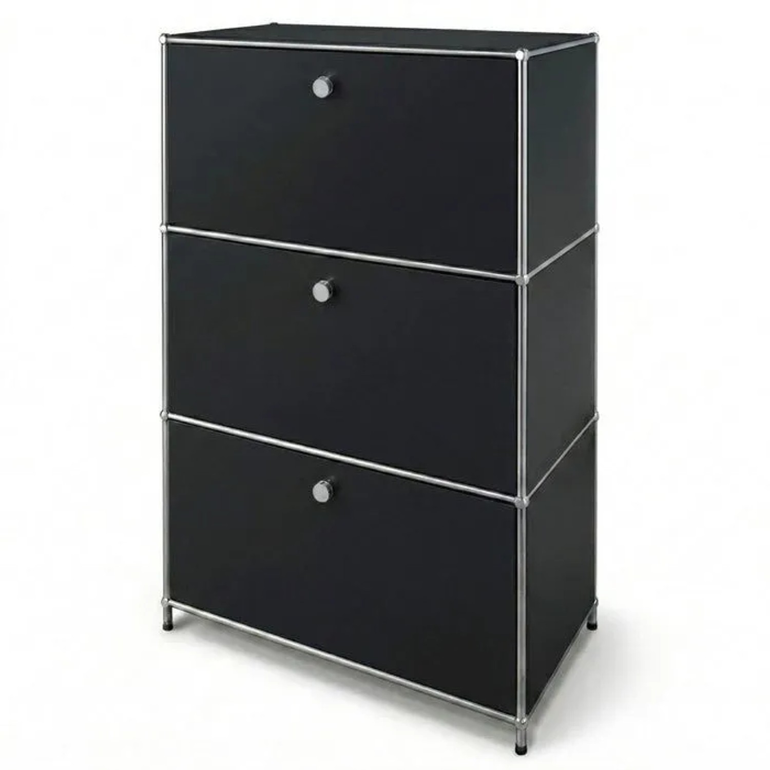 Floordirekt Metallschrank Concept Epure MK-129 Sideboard 3 Fächer 75 x 40 x 120 cm Schwarz