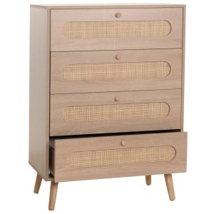 MCW Kommode M38: Holzkommode mit 4 Schubladen und Rattanfronten.