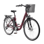 Telefunken City E-Bike 28 Zoll in Rot mit Korb, 7-Gang Kettenschaltung und Frontmotor.