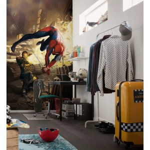 Mehrfarbige Spider-Man Fototapete von Komar im Kinderzimmer.
