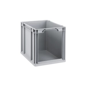 Graue PROREGAL Eurobox NextGen Store mit offener Front, 30 Liter, für Lagerung und Transport.