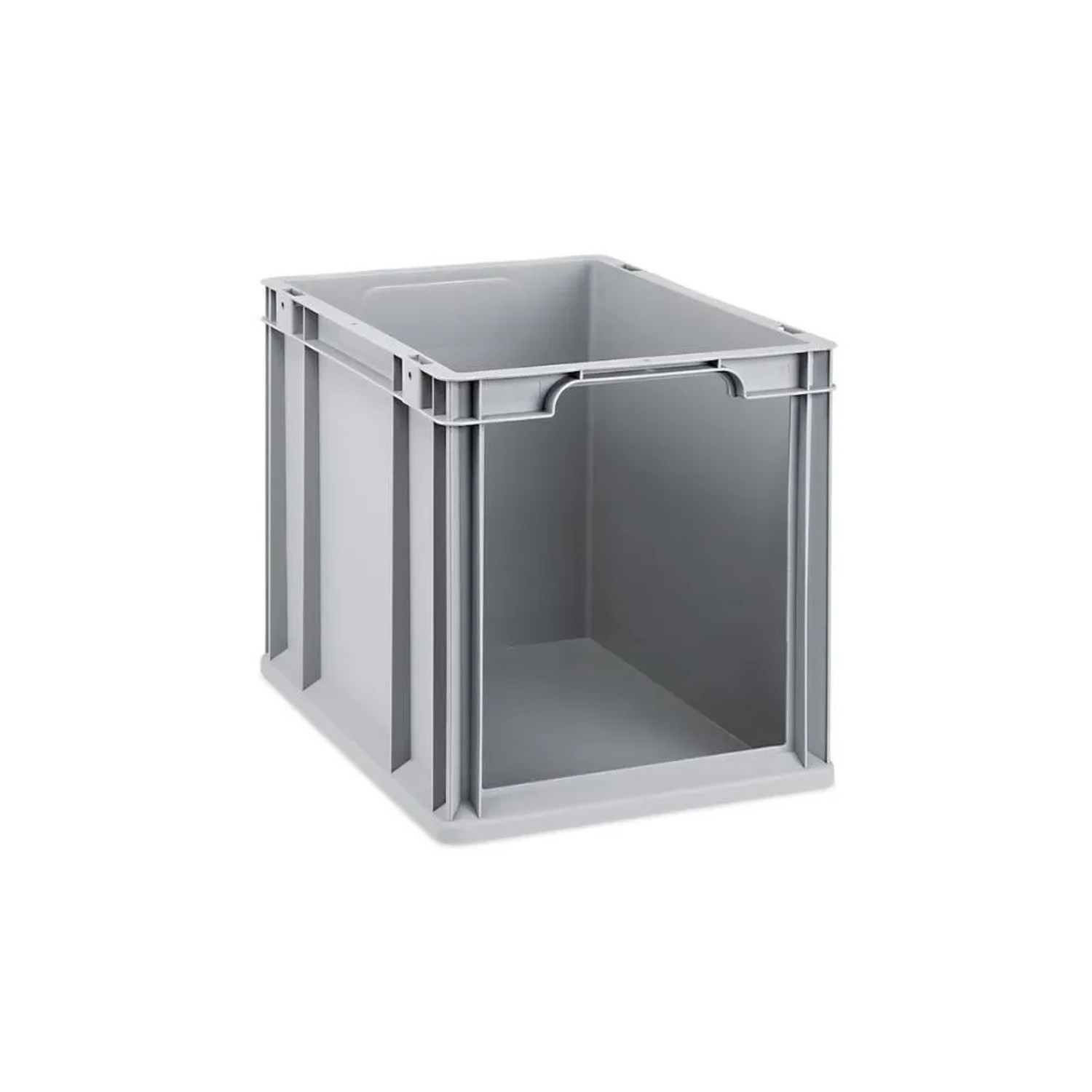 Graue PROREGAL Eurobox NextGen Store mit offener Front, 30 Liter, für Lagerung und Transport.