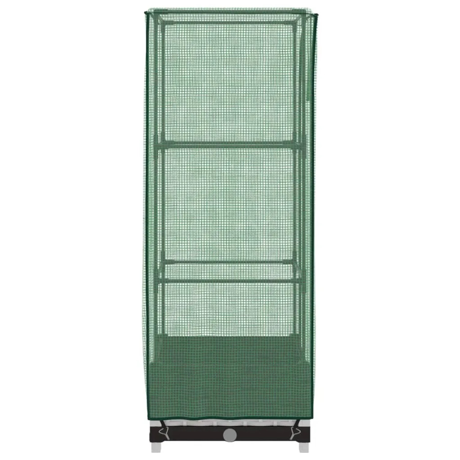 Hochbeet mit Gewächshaus-Aufsatz in Rattan-Optik, 40x40x123 cm, mit grüner PE-Abdeckung.