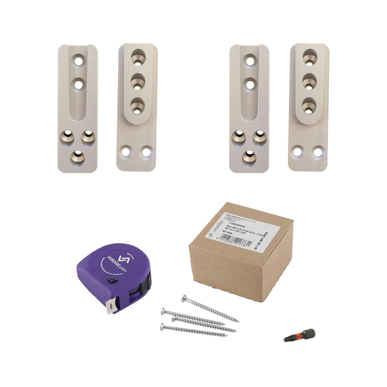 vasalat Set HVP Schwerlastverbinder 25x80x12 mm mit Spaxschrauben T-Star Plus & Bit TX20