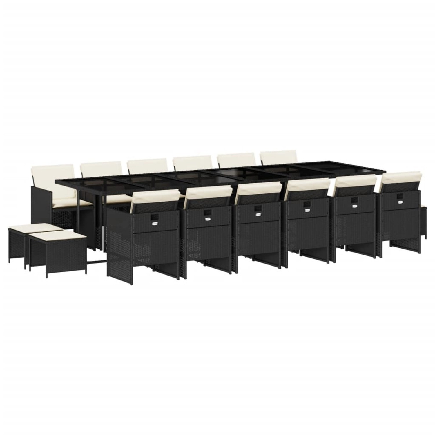 vidaXL 17-Tlg Garten-Essgruppe mit Kissen Schwarz Poly Rattan 3210642 günstig online kaufen