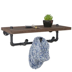 BERLINLODGE Wandgarderobe HxBxT 16x60x25cm Ablageregal Hängegarderobe Garderobenpaneel Industriedesign Braun