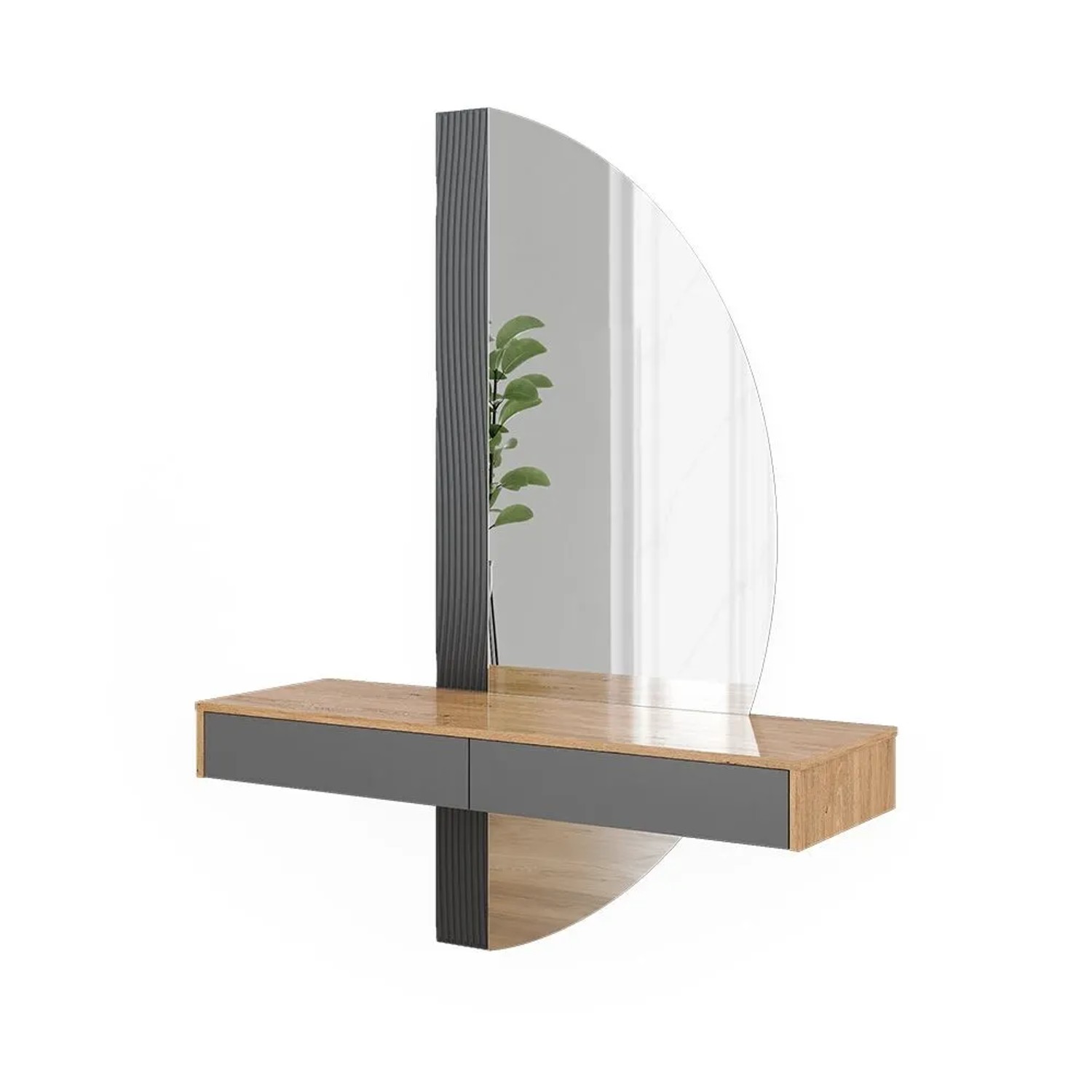 Vicco Schminktisch Melisa Grau 120 x 161 mit LED-Spiegel