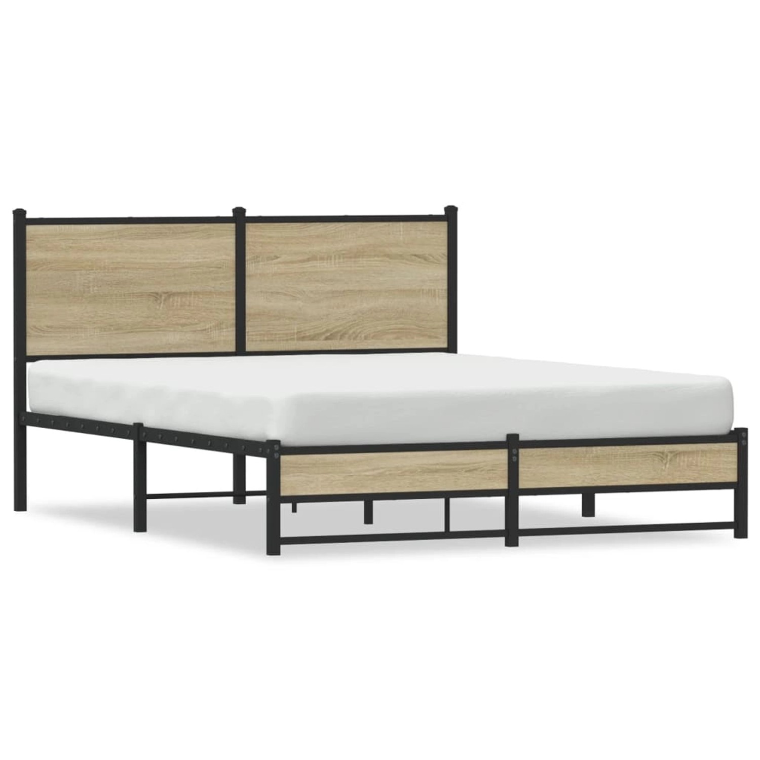 vidaXL Metallbett ohne Matratze Sonoma-Eiche 150x200 cm 4007888 günstig online kaufen