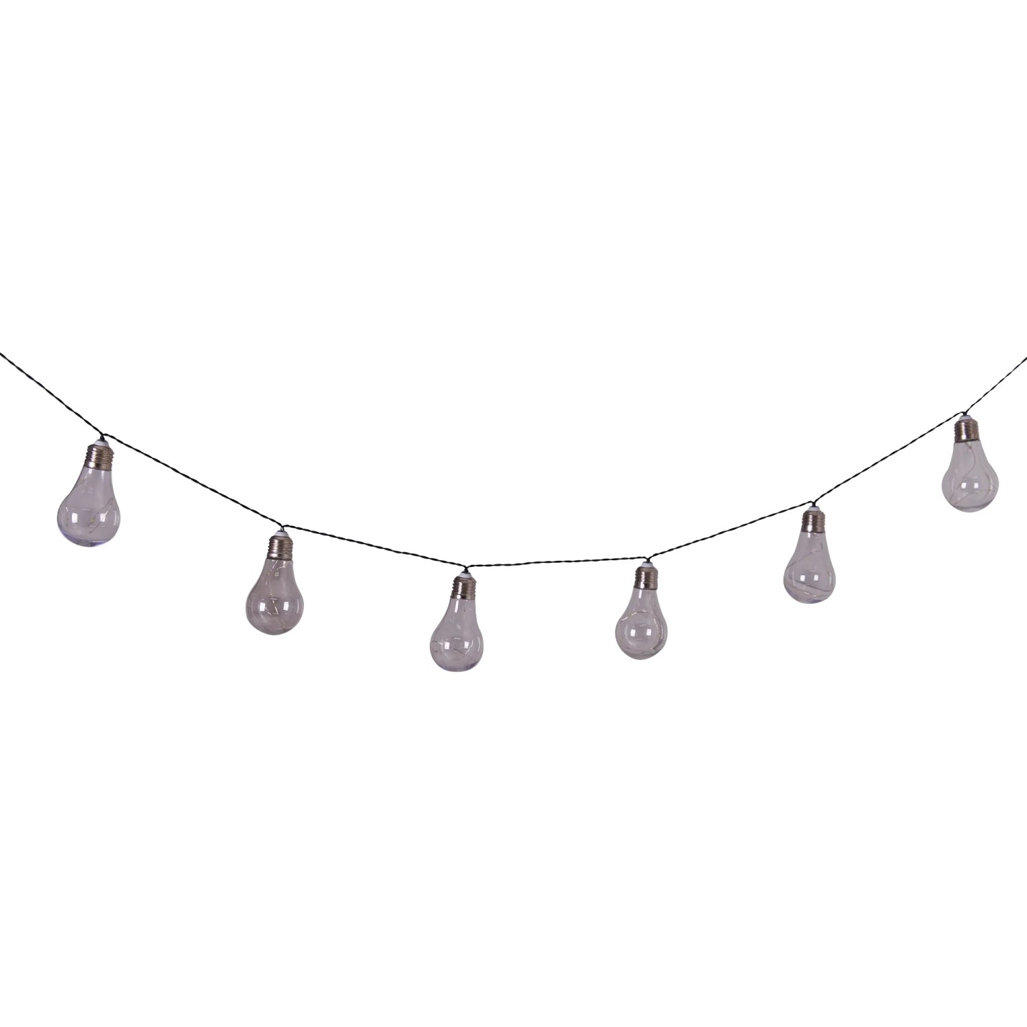 Schwarze 10er LED Solar Lichterkette mit Glühbirnen für den Außenbereich.