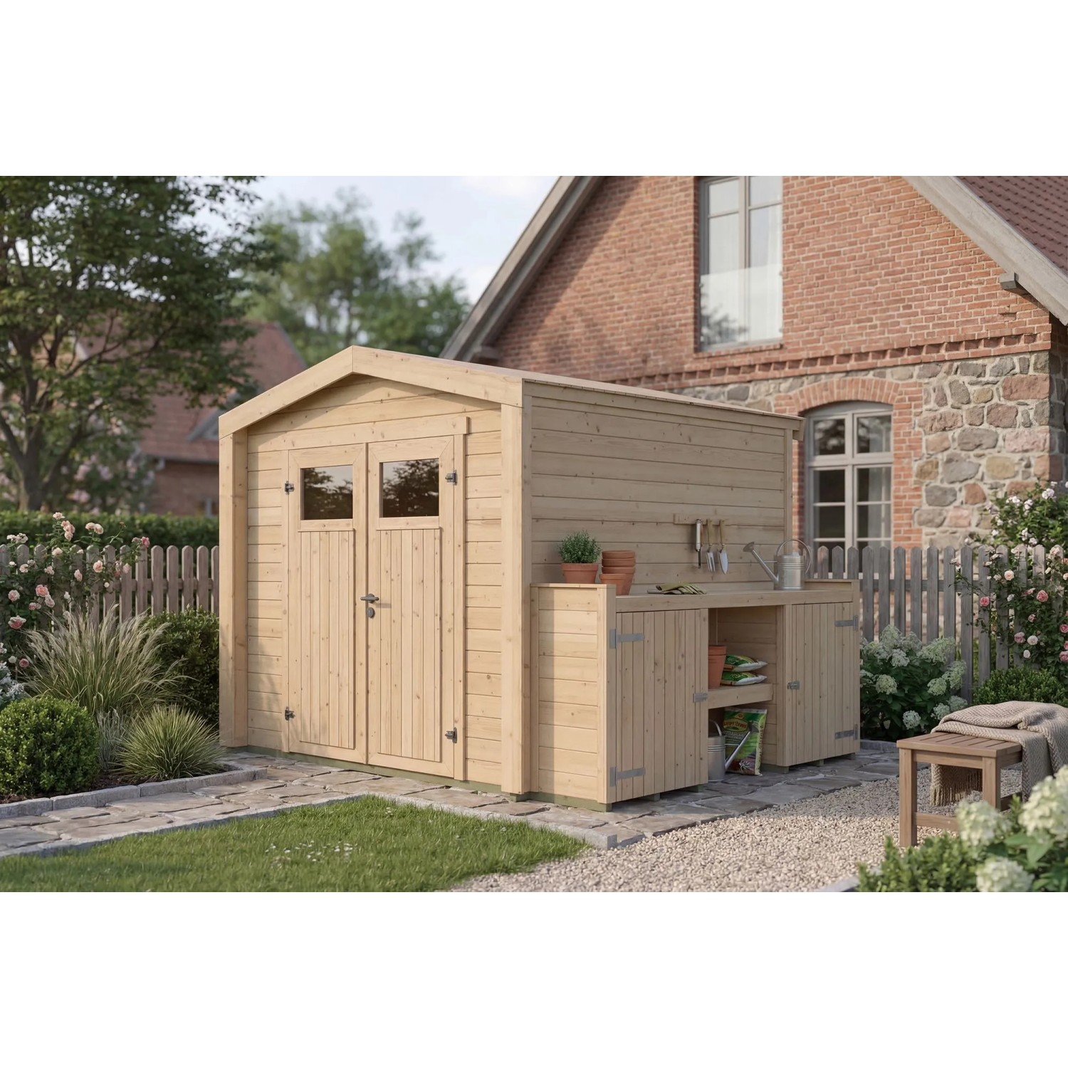 Weka Holz-Gartenhaus Killarney Satteldach Natur Unbehandelt 294 cm x 248 cm