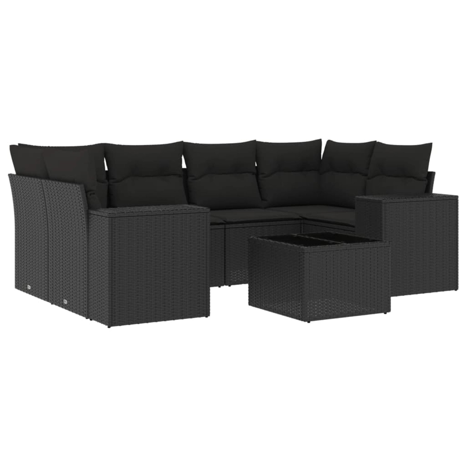 vidaXL 7-Tlg Garten-Sofagarnitur mit Kissen Schwarz Poly Rattan 3254652 günstig online kaufen