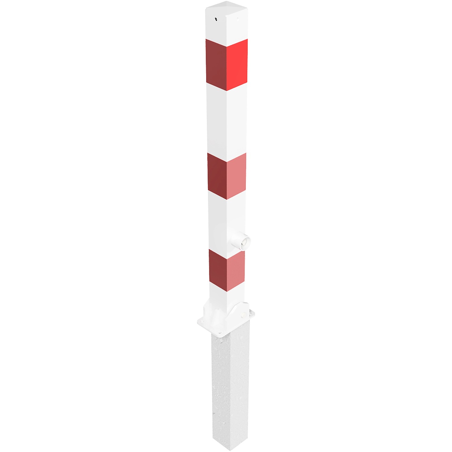 Schake Absperrpfosten Umlegbar Herausnehmbar Dreikant 70 mm x 70 mm Weiß Rot