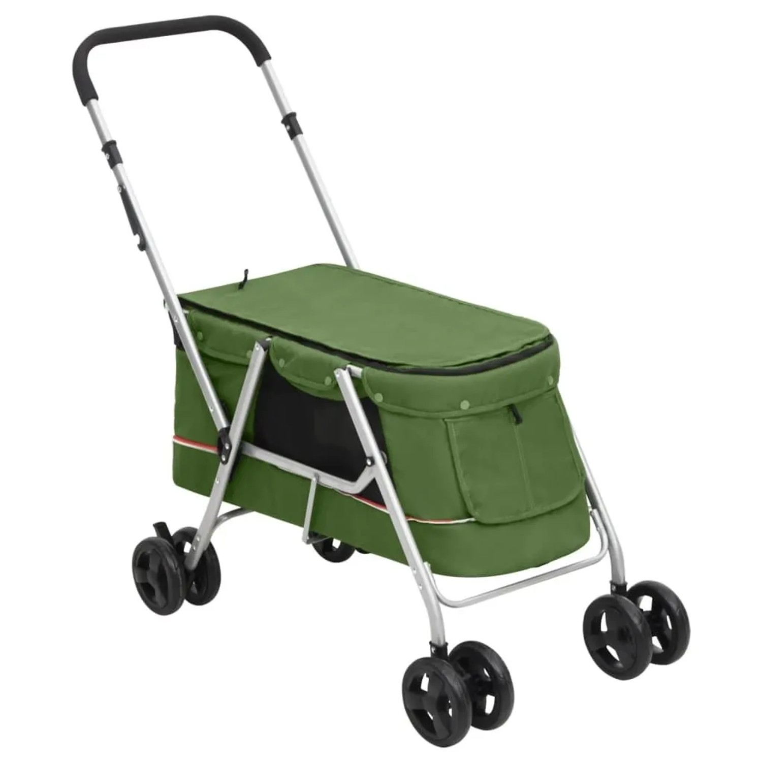 vidaXL Hundewagen Faltbar Grün 100x49x96 cm Leinenstoff 172204