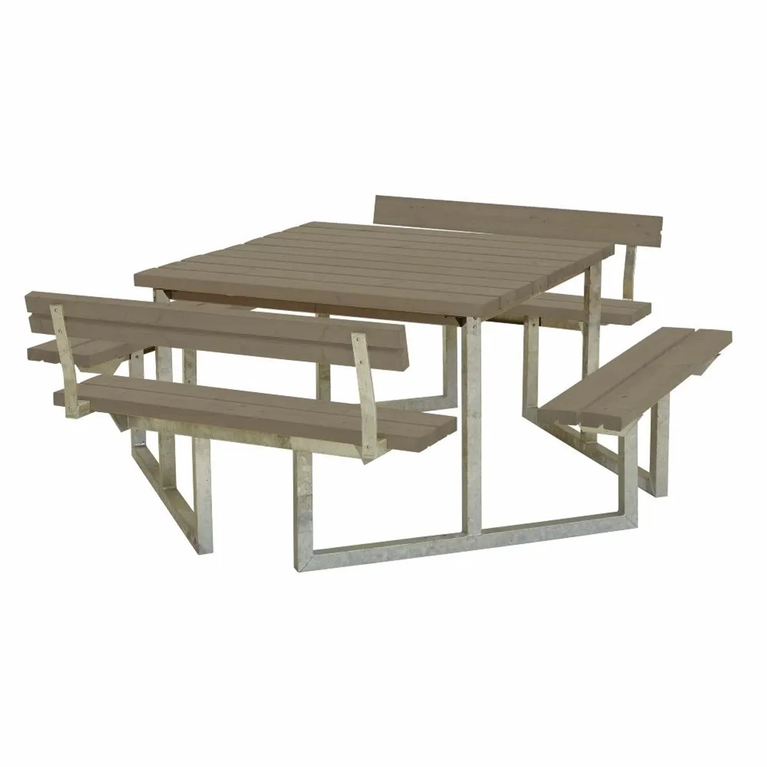 PLUS Gartenmöbel Sitzgruppe 204 cm Klappbar Graubraun mit 2 Rückenlehnen Holz