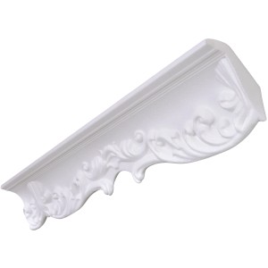Weißes Zierprofil Giuseppina, 5,5 cm x 200 cm, mit floralem Muster für Wand und Decke.